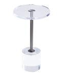 Artmaze Clear Acrylic End Table,Side Table,Brushed Silver Metal,Round,for Office, Living Room and Bedroom,Easy Assembly,12x12 in