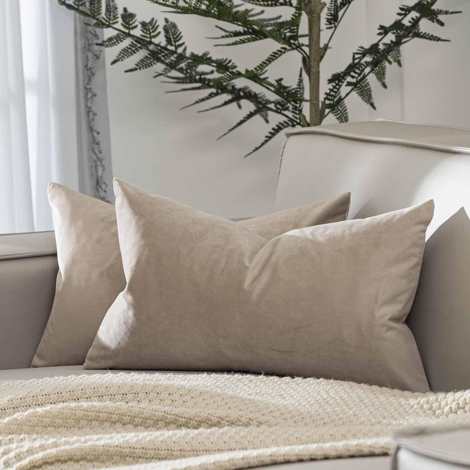 Juspurbet Cloud Lumbar Velvet Throw Pillow Covers 16X24 Inch Set Of 2 For Living Room Couch Sofa Bedroom Decorative Rectangle So