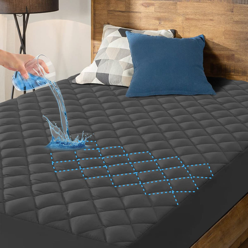 Hyleory Queen Size Waterproof Mattress Pad Protector, Breathable Quilted Mattress Cover Noiseless Waterproof Fitted Sheet Mattre
