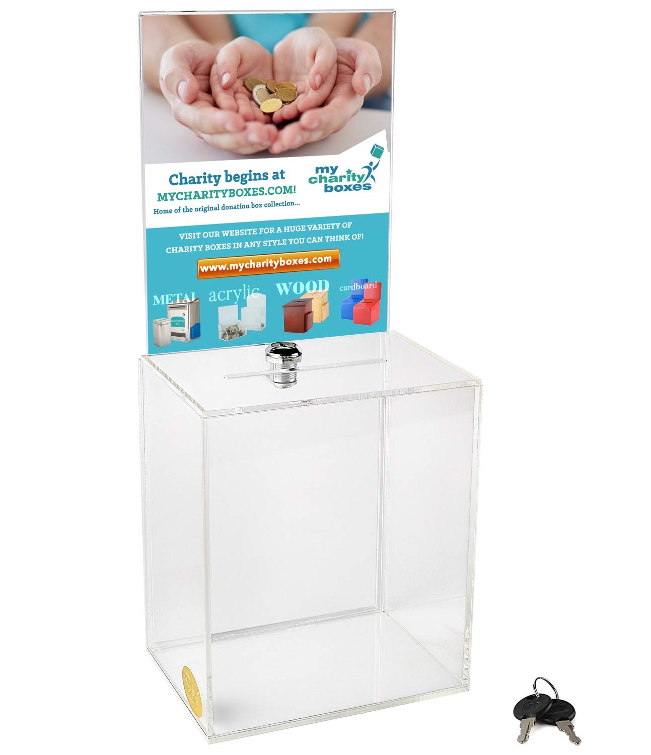 Extra Large Acrylic Charity Donation Ballot Box Fundraising Coin Collection Tip Box 16' X 8' X 6' Office Suggestion Box Piggy