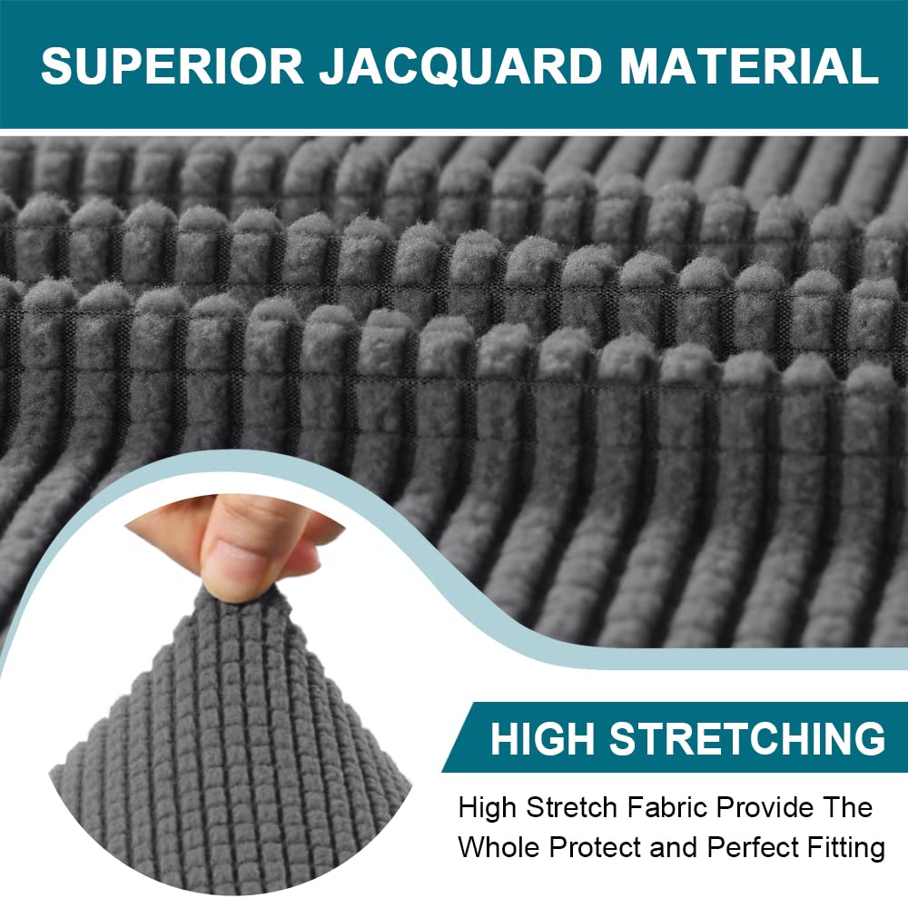 Turquoize 3 Piece T Cushion Loveseat Slipcovers Sofa Cover For 2 Cushion Couch Cover Washable Sofa Slip Cover Furniture Covers With 2 Individual T Cushion Seat Covers (2 Cushion Loveseat, Gray)