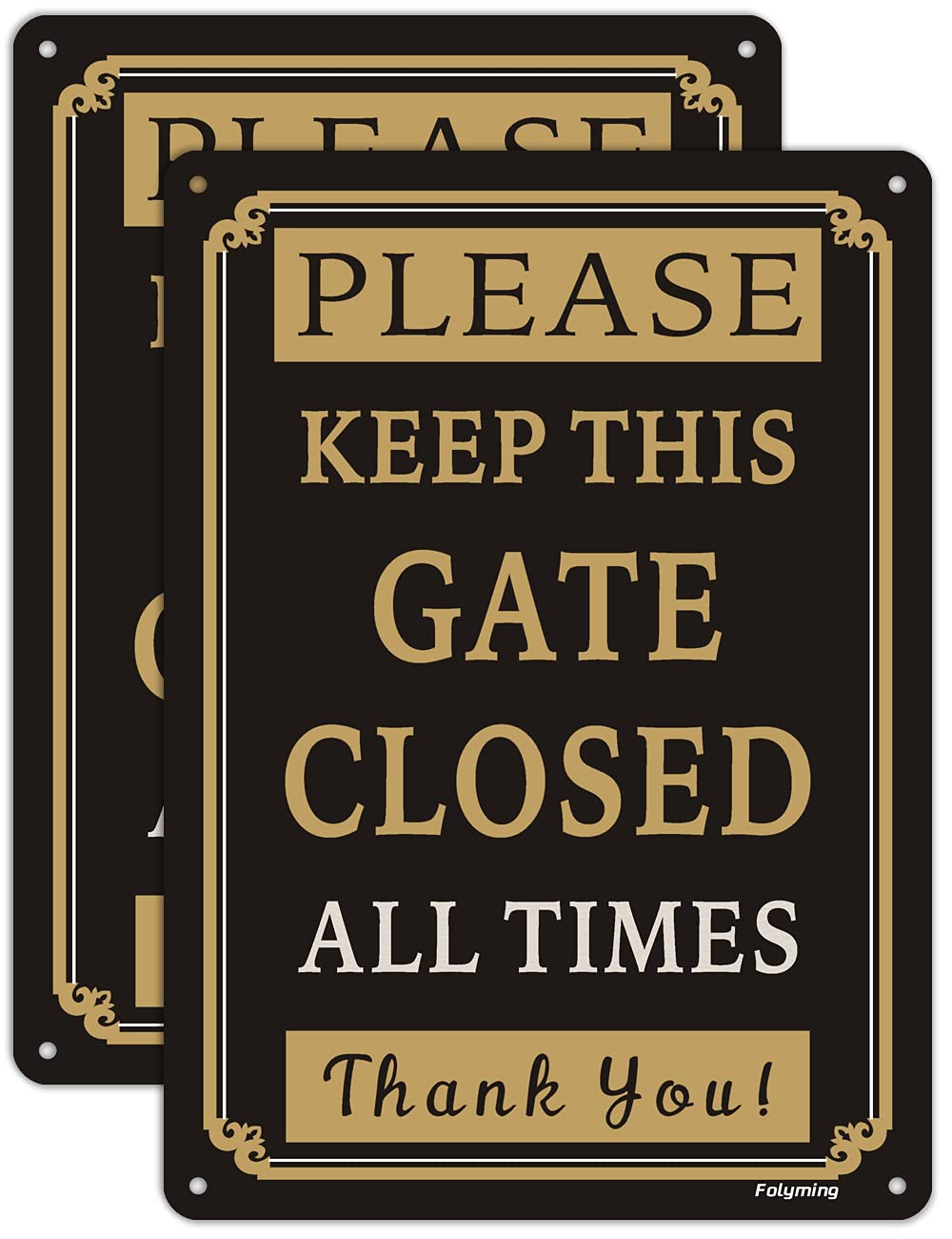 2 Pack Please Keep Gate Closed At All Times Signs 10 X 7 Inches Metal Reflective Rust Aluminum Weatherproof Uv Protected Easy Mo