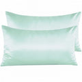 Ntbay Zippered Satin Pillow Cases For Hair And Skin, Luxury King Hidden Zipper Pillowcases Set Of 2, 20X36 Inches, Cyan