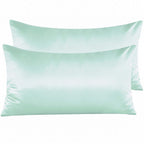 Ntbay Zippered Satin Pillow Cases For Hair And Skin, Luxury King Hidden Zipper Pillowcases Set Of 2, 20X36 Inches, Cyan