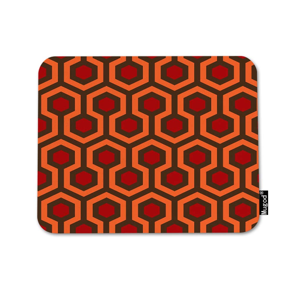 Mugod Hexagon Pattern Mouse Pad Geometric Trellis Polygon Red Orange Dark Brown Mouse Mat Non-Slip Rubber Base Mousepad For Comp