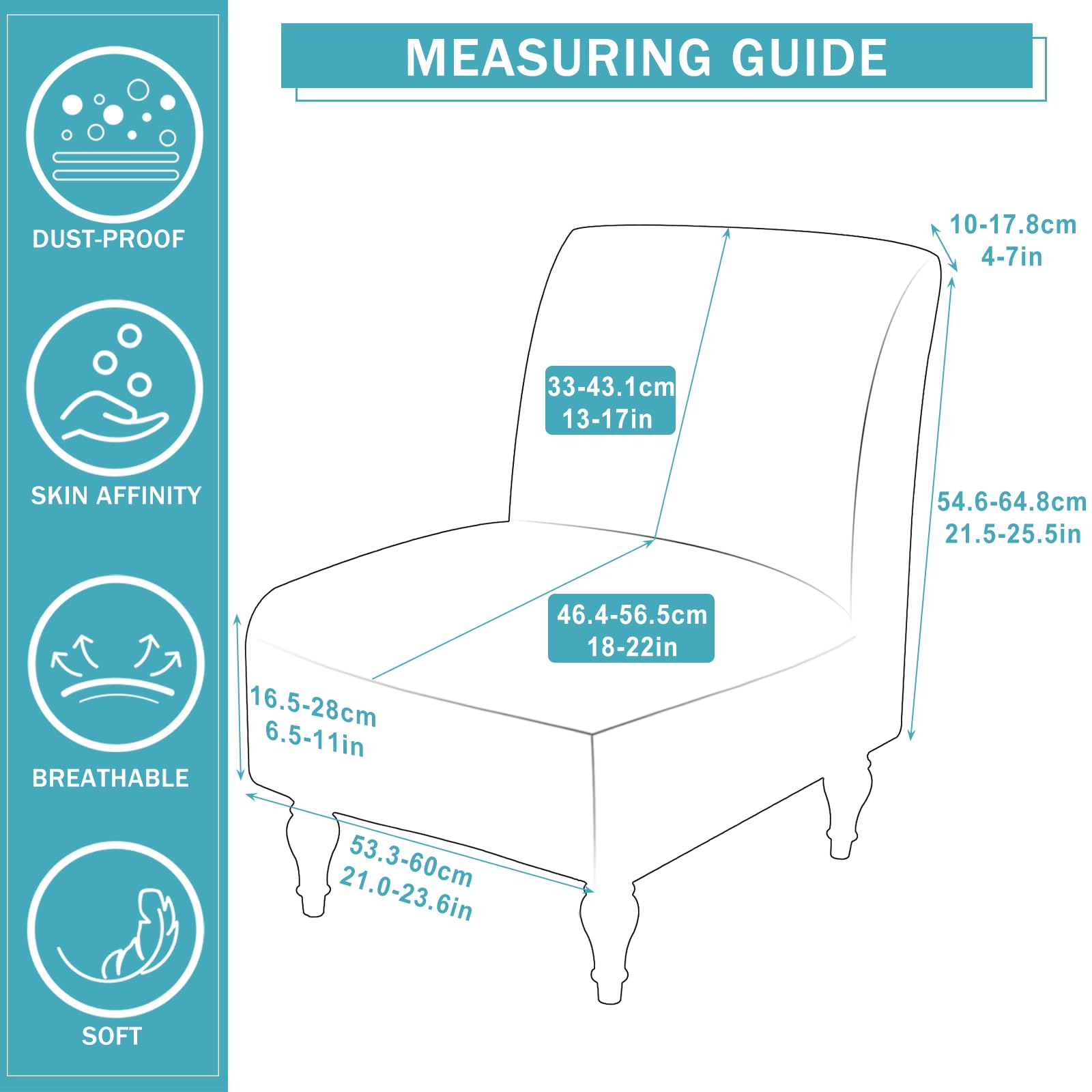 Liykimt Armless Accent Chair Cover Slipcover,Slipper Chair Stretch Spandex Removable For Armless Chair Furniture Protector Covers For Living Dining Room Hotel (Black, 2)