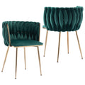 Kiztir Velvet Dining Chairs Set Of 2, Upholstered Dining Room Chairs With Gold Metal Legs, Luxury Tufted Dining Chairs For Livin