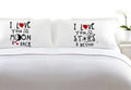 I Love You To The Moon And Back Stars And Beyond Set Of 2 (King White) Bedroom Couples Pillowcases