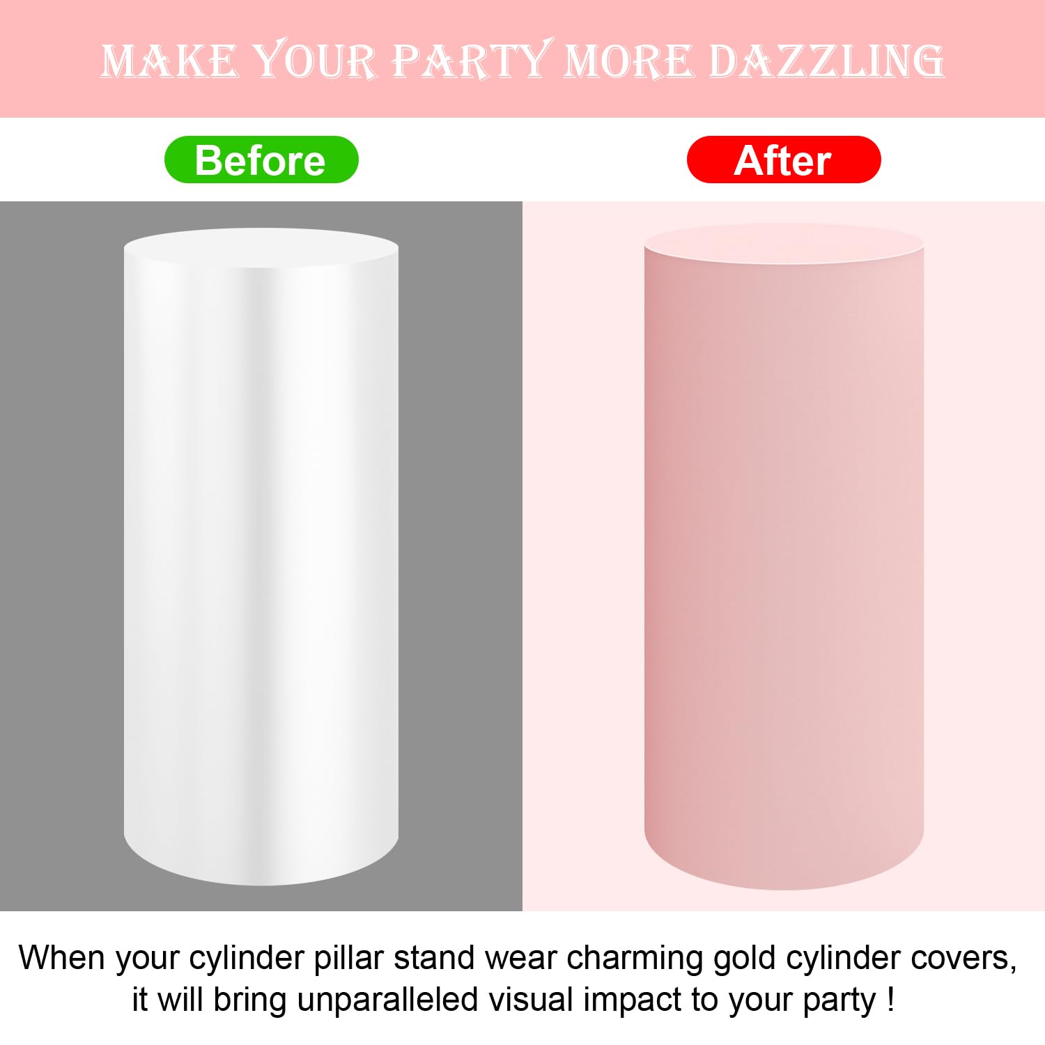 Saitimade Set Of 3 - Pink Cylinder Pedestal Stand Covers, Flexible Cylinder Stand Covers For Party, Wedding Or Birthday Event De