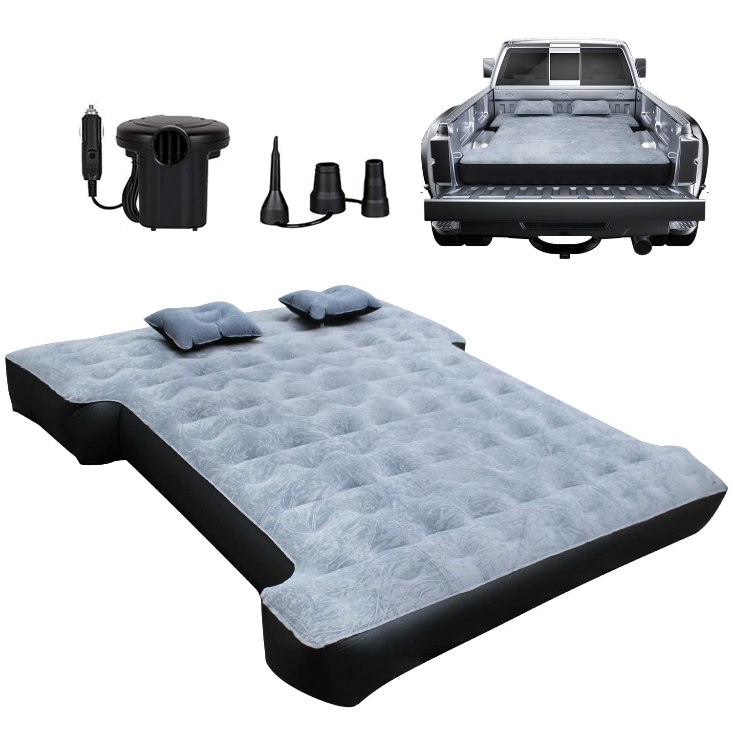 Umbrauto Inflatable Truck Bed Air Mattress For Full Size Short Truck Beds, 5.5-5.8Ft, With Pump & Carry Bag. Perfect For Outdoor