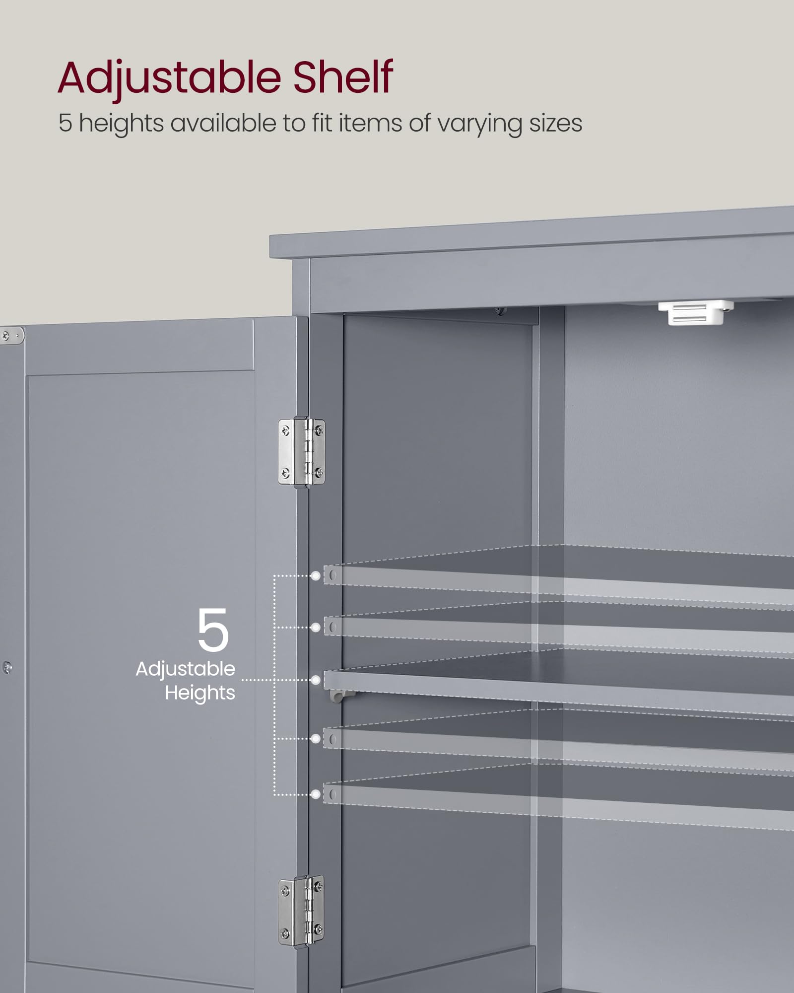 Vasagle Bathroom Floor Storage Cabinet, Bathroom Storage Unit, Freestanding Cabinet With 2 Drawers And 2 Doors, Adjustable Shelf, 11.8 X 23.6 X 43.3 Inches, Dove Gray Ubbc551G02