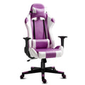 Modern-Depo Gaming Chair with Headrest and Lumbar Support, Height Adjustable Swivel Office Chair, High-Back Recliner, Purple Whi
