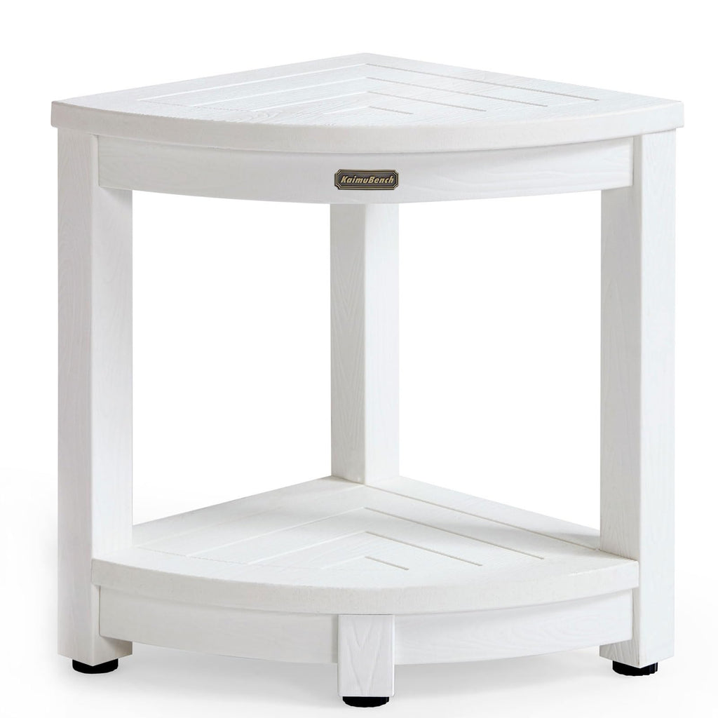 Corner Shower Stool for Inside Shower Waterproof, Poly Lumber Bathroom Shower Corner Bench Seat, Plastic Shower Chair Seat, Show