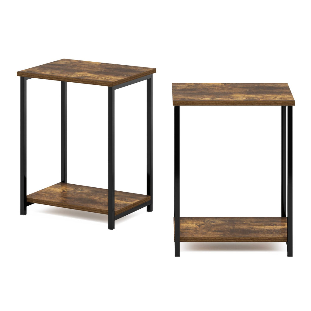 Furinno Simplistic Metal Frame End Table, 2-Pack, Amber Pine