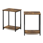 Furinno Simplistic Metal Frame End Table, 2-Pack, Amber Pine