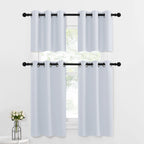 Nicetown Greyish White Tiers Room Darkening Valances - Energy Efficient Kitchen Grommet-Top Kitchen Curtain Panels For Short Windows (2-Pack, W42 X L18 Inches, Platinum-Greyish White)