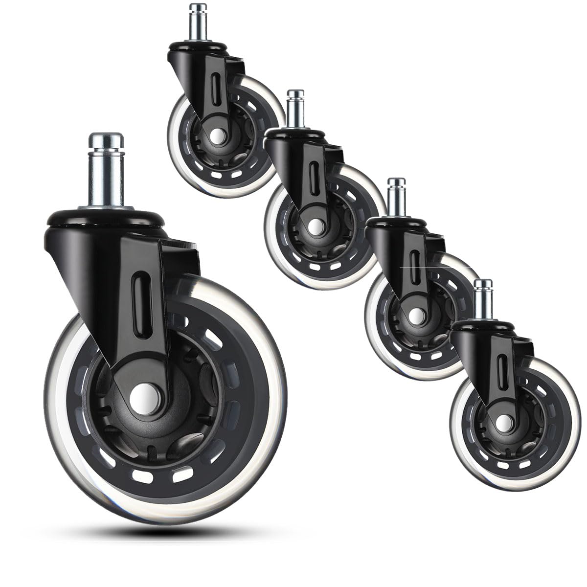 Office Chair Wheels -3' Caster Wheels Office Chair Wheel Replacement - Set Of 5, Heavy-Duty Chair Casters Suitable For Hardwood