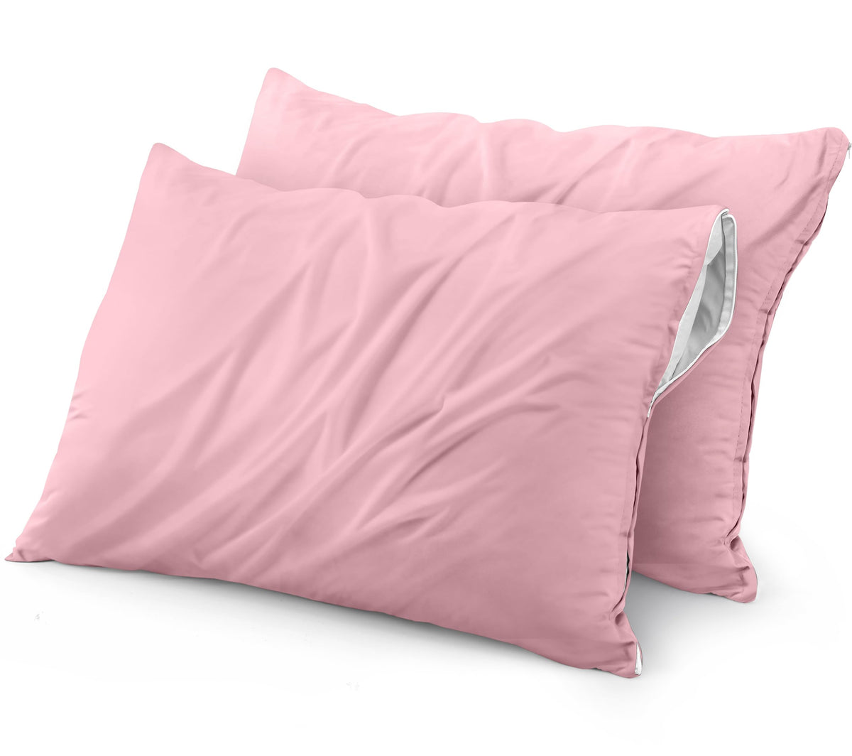 Utopia Bedding Waterproof Pillow Protector Zippered (2 Pack) Queen Pink - Bed Bug Proof Pillow Encasement 20 X 28 Inches
