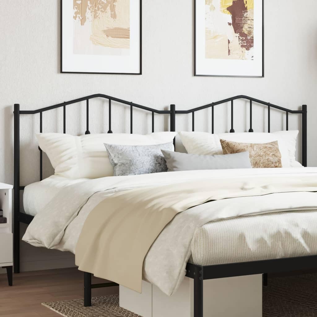 vidaXL Black Steel Metal Bed Headboard for 70.9&quot; Mattress Width - Powder-Coated, Durable Construction with Sturdy Legs and Excellent Back Support