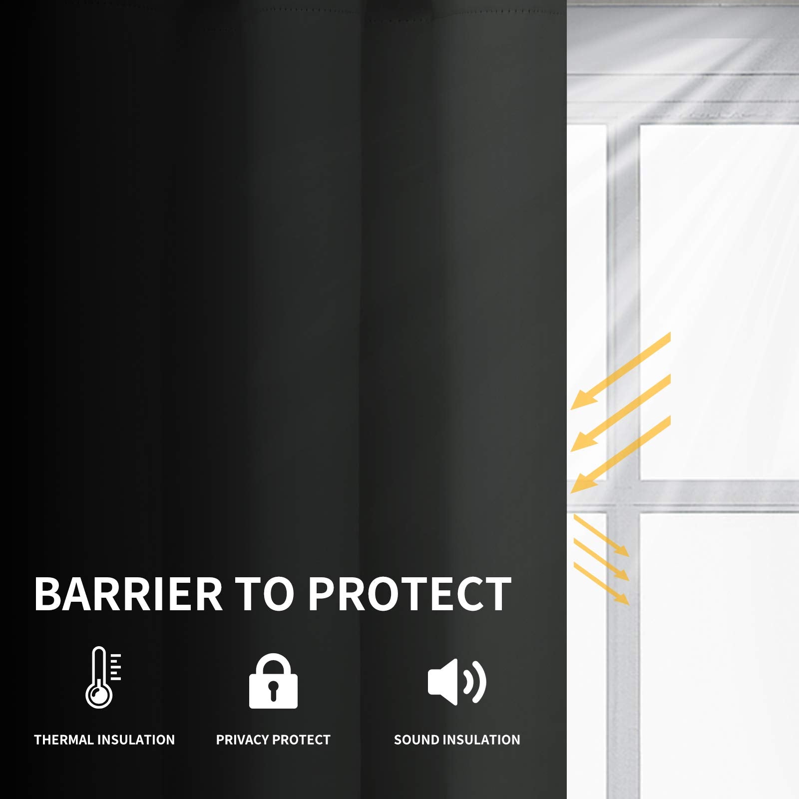 Easy-Going Blackout Curtains For Bedroom, Solid Thermal Insulated Grommet And Noise Reduction Window Drapes, Room Darkening Curtains For Living Room, 2 Panels(52X108 In,Dark Gray)