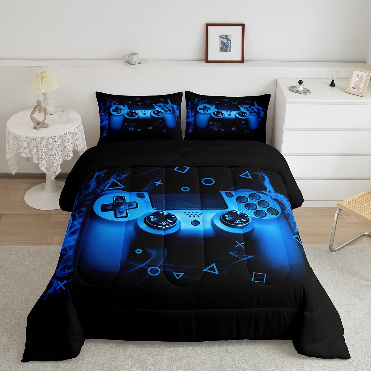 Feelyou Gamer Comforter Set Full Size Boys Gaming Bedding For Kids Teens 3 Pcs