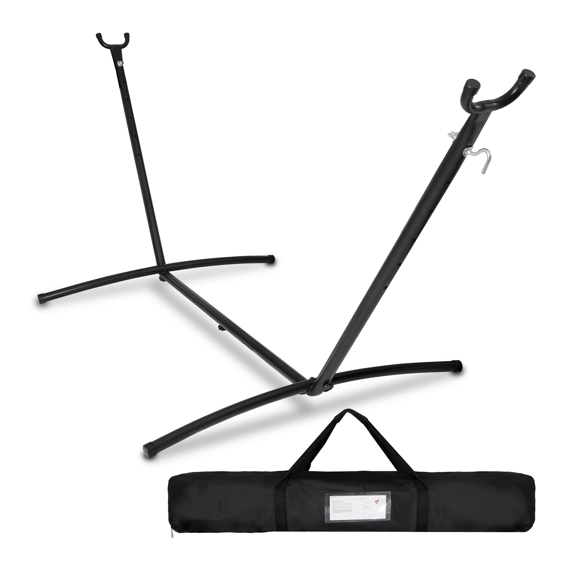 Super Deal Portable 9Ft Hammock Stand, Heavy Duty 2 Person 620 Lbs Capacity Steel Hammock Frame With Portable Carrying Case, Adjustable 6 Optional Hook Positions, Weather Resistant Black