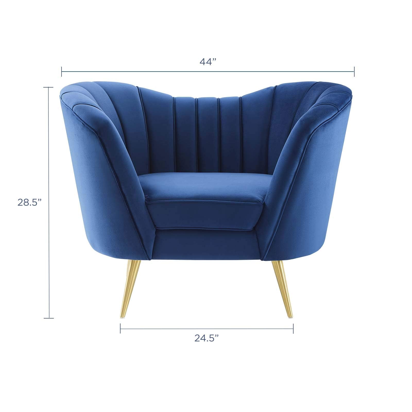 Modway Opportunity Channel Tufted Performance Velvet Accent Armchair In Navy