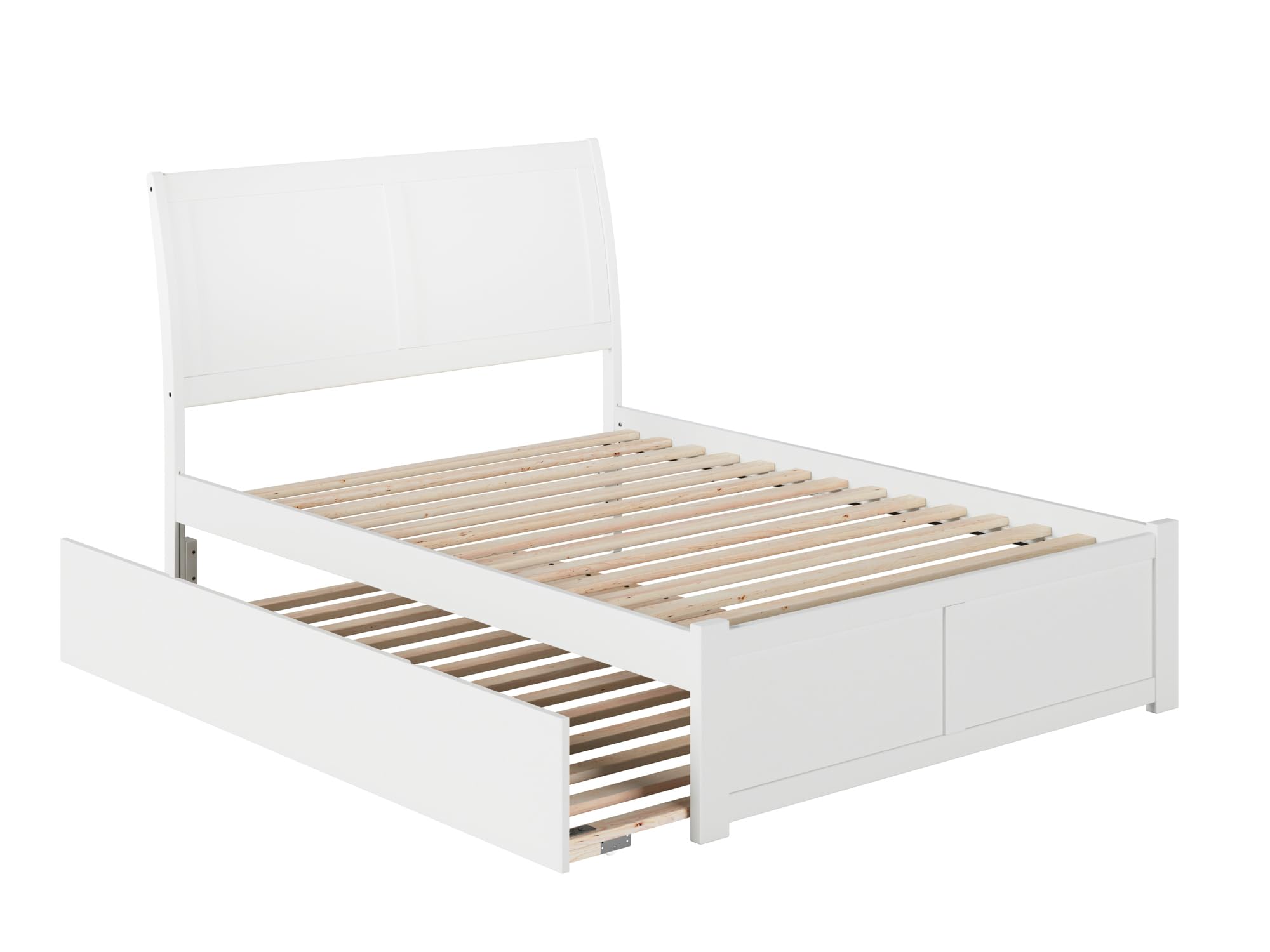 AFI Portland Full Size Platform Bed with Footboard & Full Trundle in White