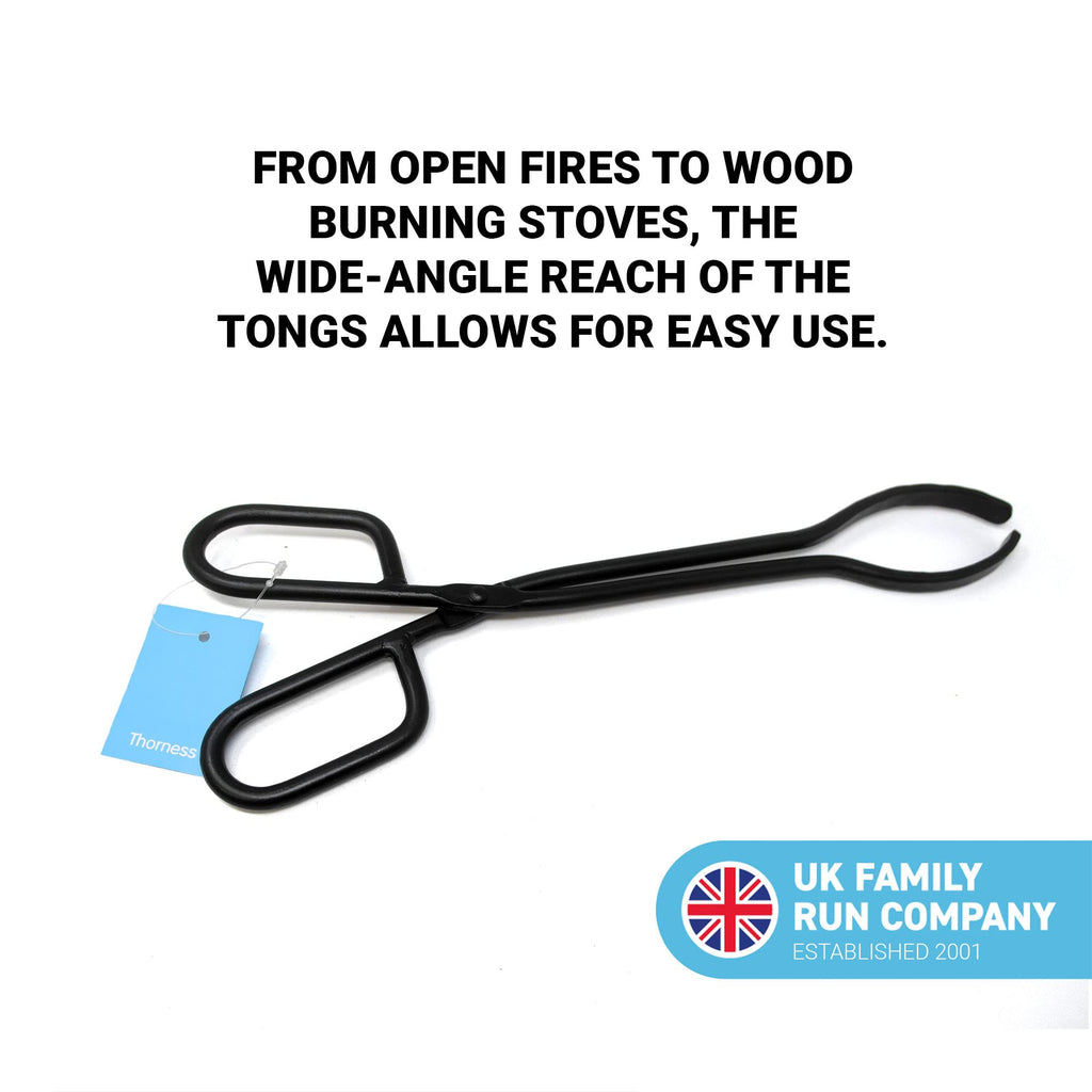 Black Heavy Duty Cast Iron Fire Place Log Tongs For Indoor Fire/Fire Pits Accessories/Tongs For Outdoor Stove/Long Logs Tweezers