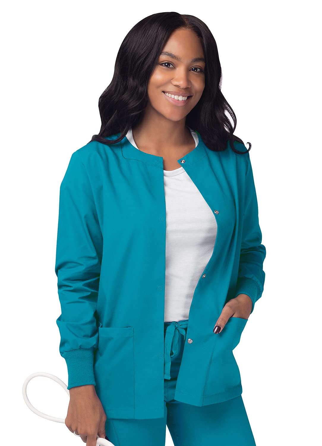 Sivvan Scrubs For Women - Front Snap Warm - Up Jacket - S8306 - Teal Blue - L