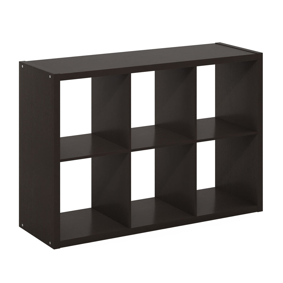 Furinno Cubicle Open Back Decorative Cube Storage Organizer, 6-Cube, Dark Oak