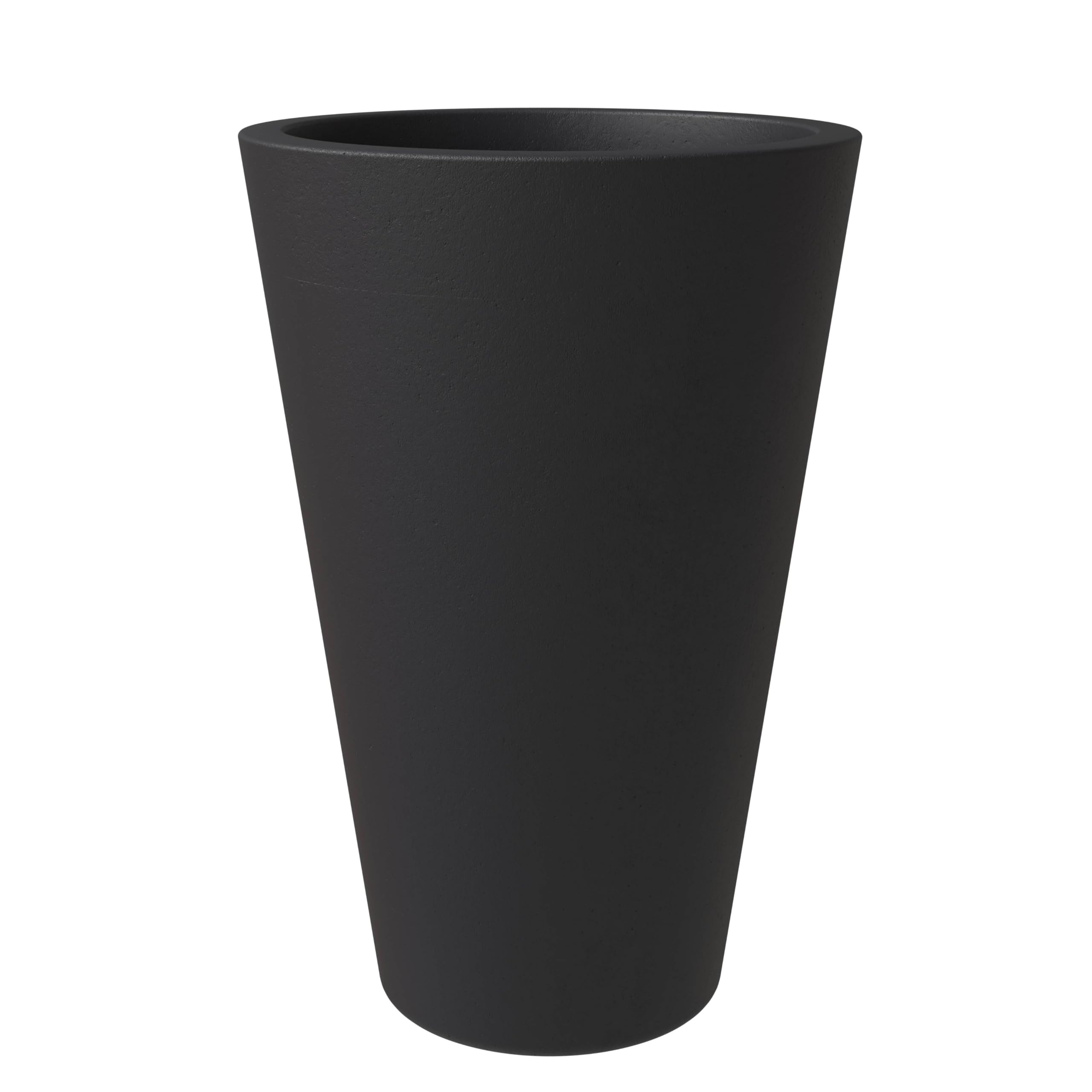 Pebble Series Poly Stone Planter 11.8 Dia 19.7 High in Black