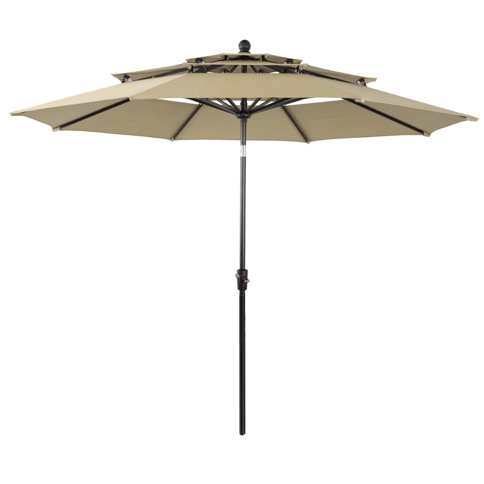 Phi Villa 10Ft Patio Umbrellas, Outdoor 3 Tier Vented Market Table Umbrella With 1.5' Aluminum Pole And 8 Sturdy Ribs, (Beige)