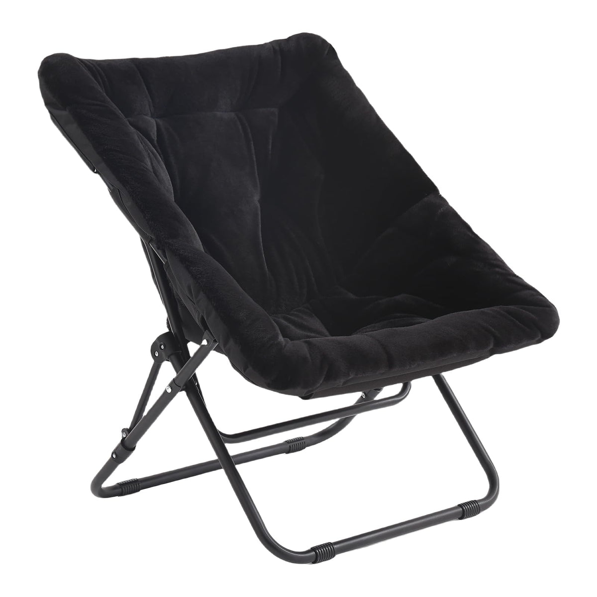 Tiita Comfy Folded Chair, Soft Faux Fur Oversized Folding Accent Chair, Lounge Lazy Chair For Kids Teens Adults, Metal Frame Moo