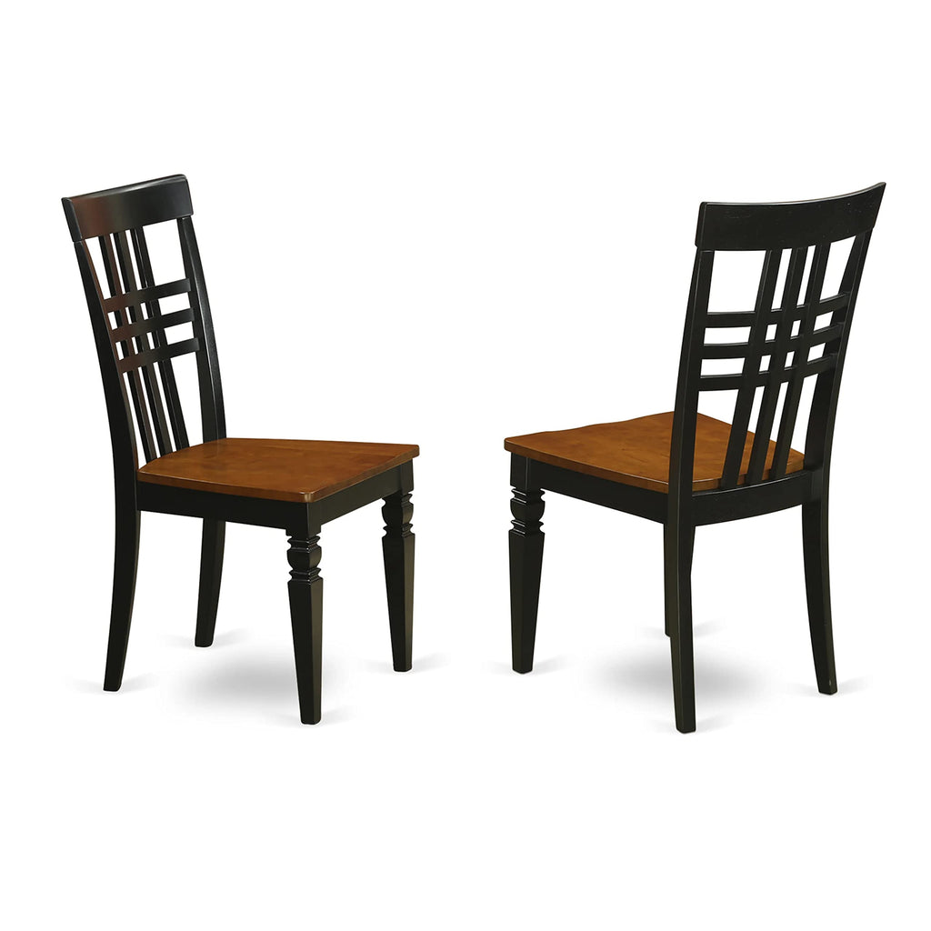 East West Furniture LGC-BCH-W Logan Dining Room Stylish Back Solid Wood Seat Chairs, Set of 2, Black & Cherry