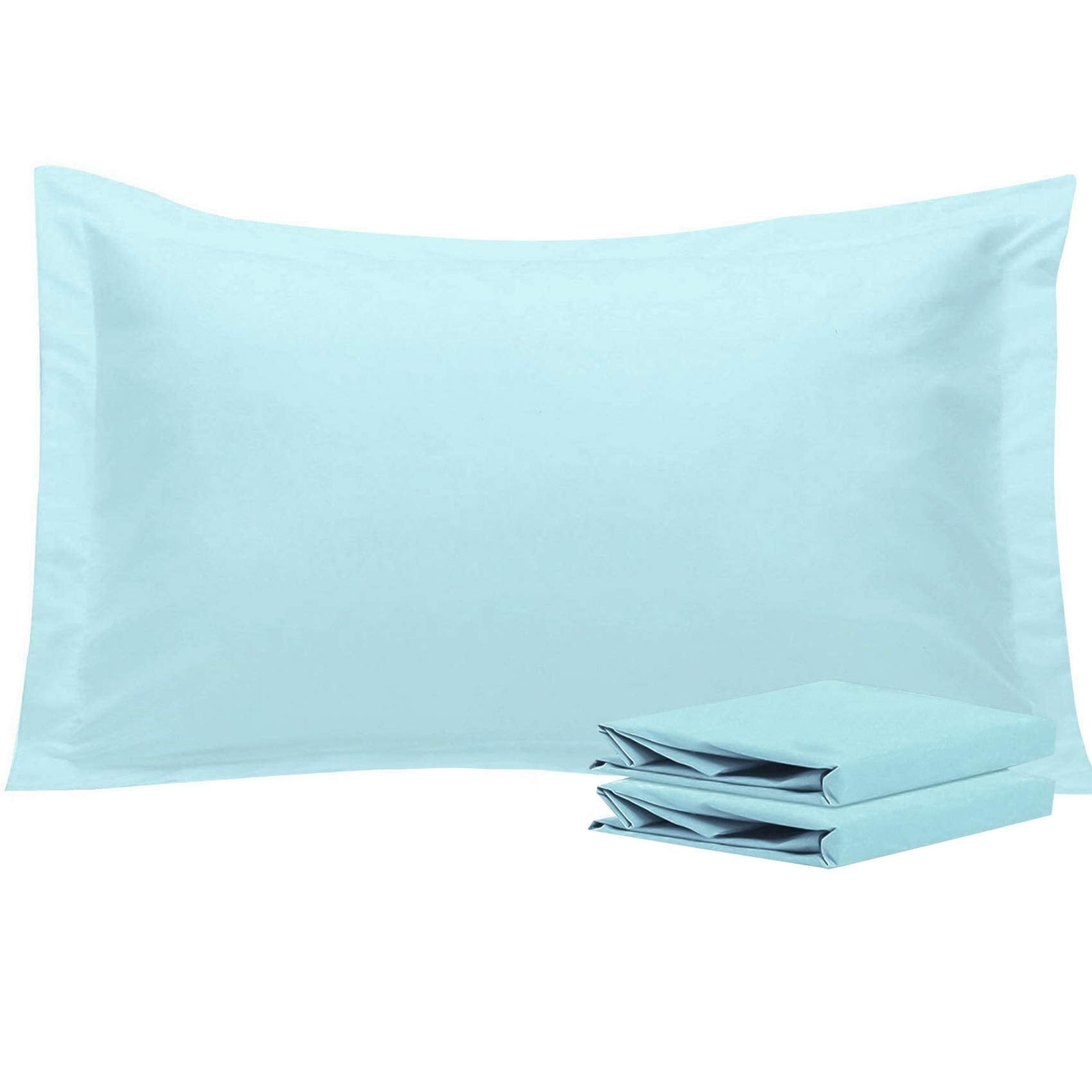 Ntbay 100% Brushed Microfiber King Pillow Shams Set Of 2, Super Soft And Cozy, Wrinkle, Fade, Stain Resistant 20X36 Inches Oxford Pillowcases, Light Blue