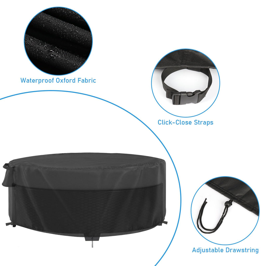 Jungda Outdoor Round Coffee Table Cover 40 Inch,Waterproof Patio Round Table Covers,Heavy Duty Outdoor Furniture Cover - 40 X 18 Inch