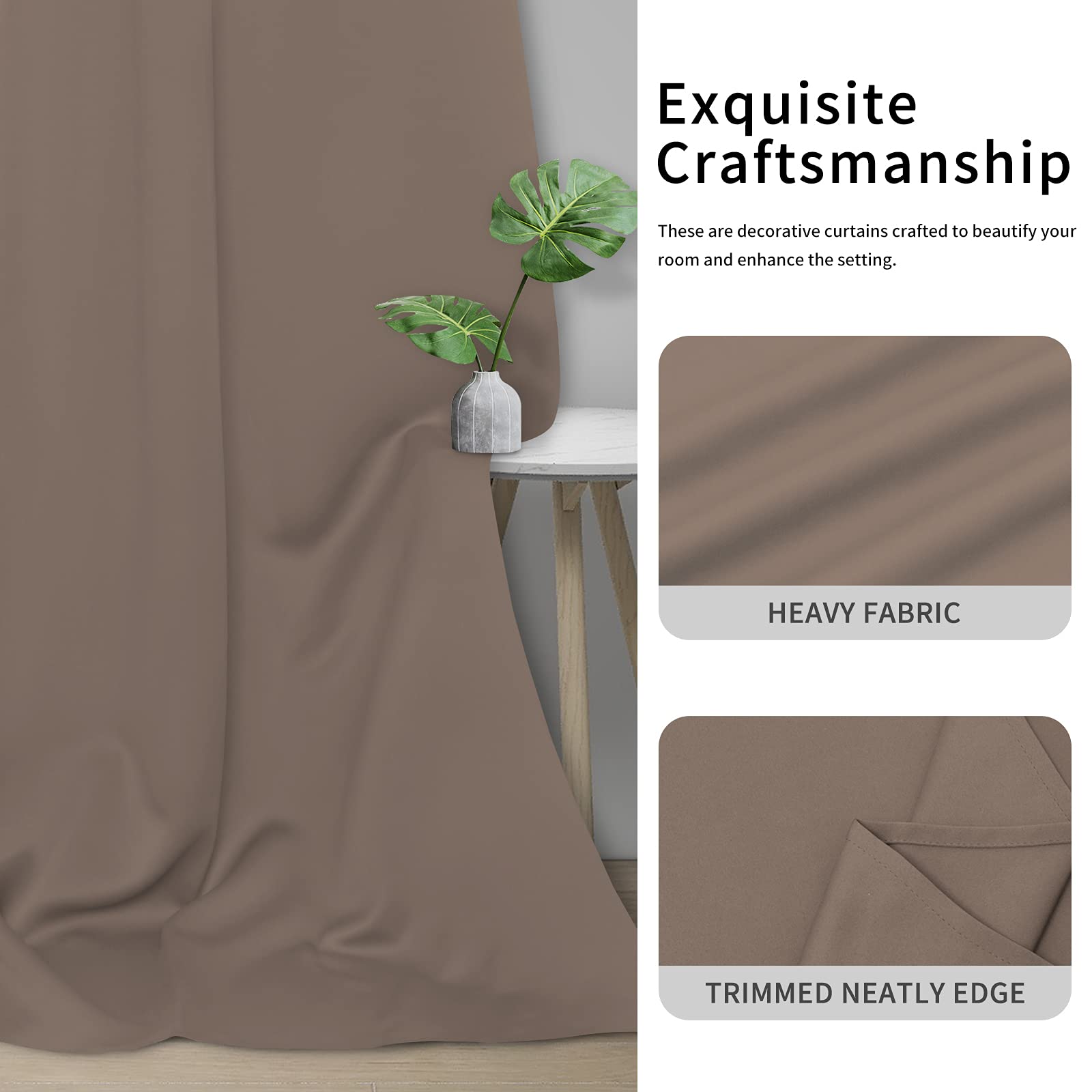 Easy-Going Blackout Curtains For Bedroom, Solid Thermal Insulated Grommet And Noise Reduction Window Drapes, Room Darkening Curtains For Living Room, 2 Panels(42X72 In, Camel)