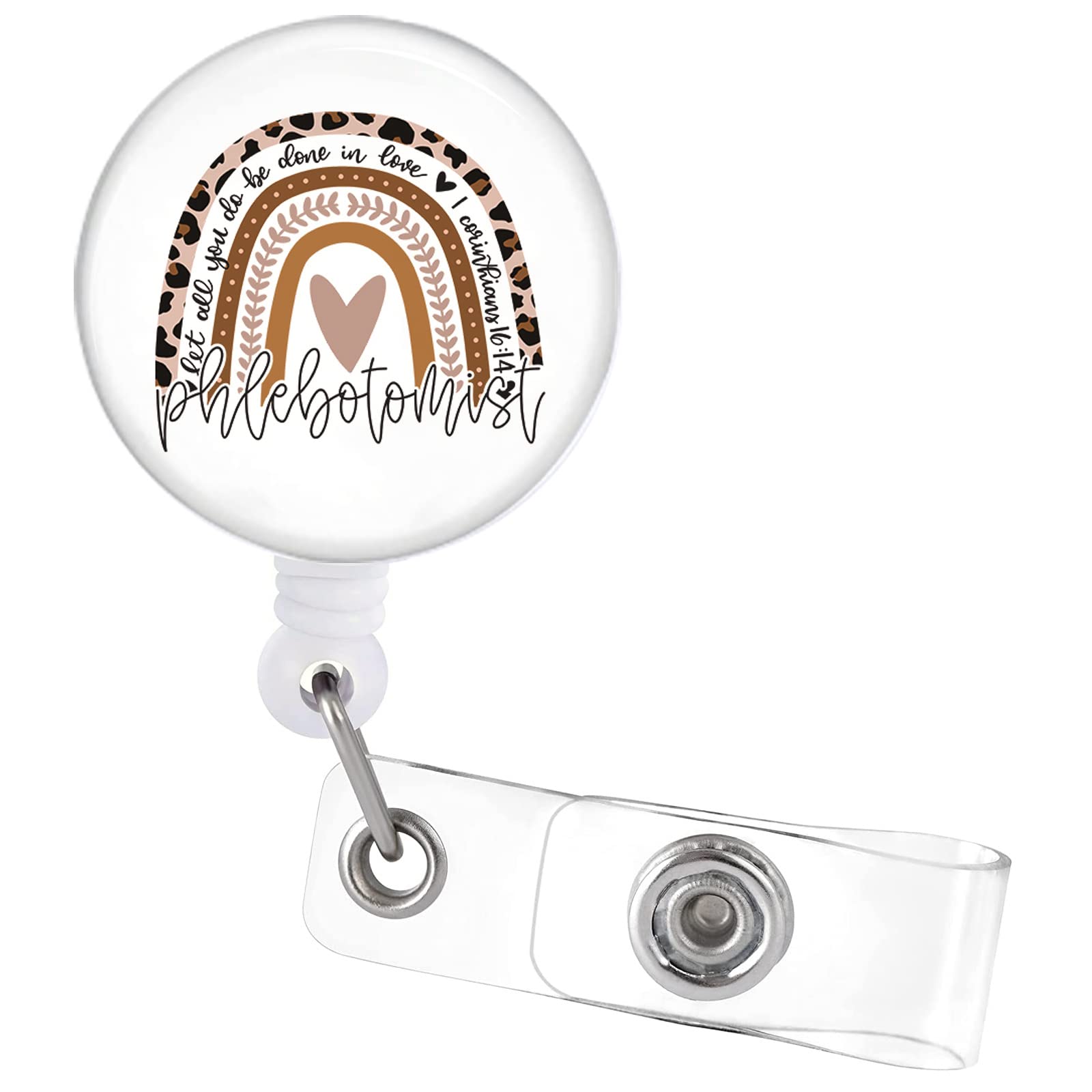 Phlebotomist Phlebotomy Tech Badge Reel Retractable With Alligator Clip Leopard Rainbow Nurse Name Tag Card Badge Holder Phlebot