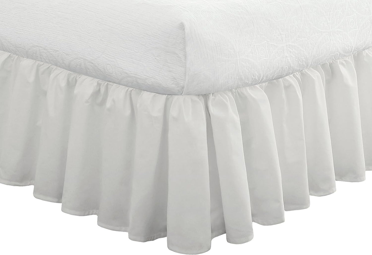 Fresh Ideas Ideas Bedding Ruffled Bed Skirt, Classic 14    Drop Length, Gathered Styling, Full, White Fre30114Whit02