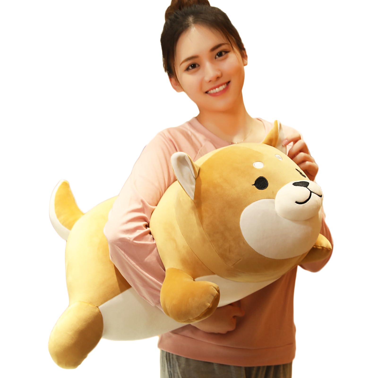 Erdao Shiba Inu Plush Pillow,Soft Corgi Stuffed Animals Toy Cute Sleeping Puppy Doll Gifts For Kids (Round Eyes, 29.5 Inch)