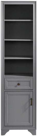 Crosley Furniture Tara Linen Storage Cabinet and Bathroom Organizer with a Drawer and Shelves, Vintage Gray