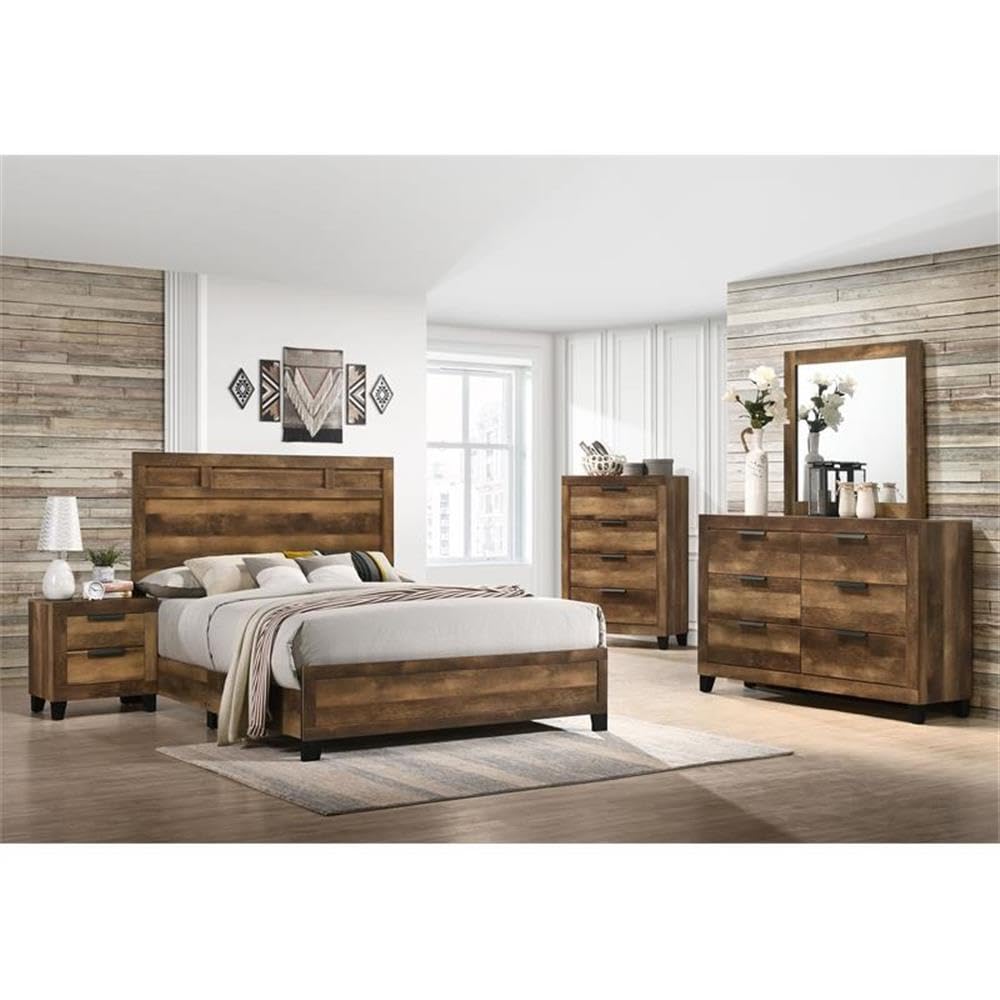 Acme Morales Wooden Rectangular Nightstand with 2 Drawers in Rustic Oak