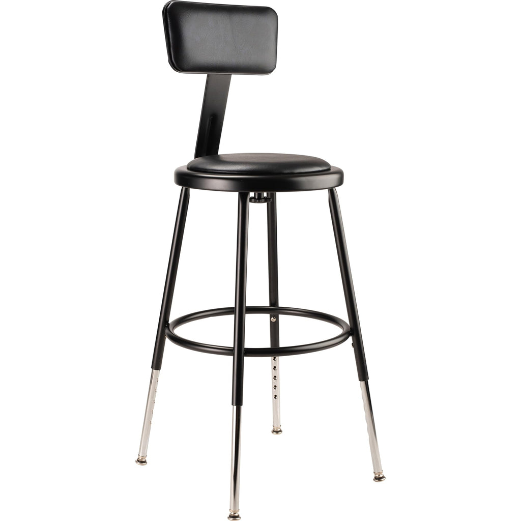 NPS 19"-27" Height Adjustable Heavy Duty Vinyl Padded Steel Stool with Backrest