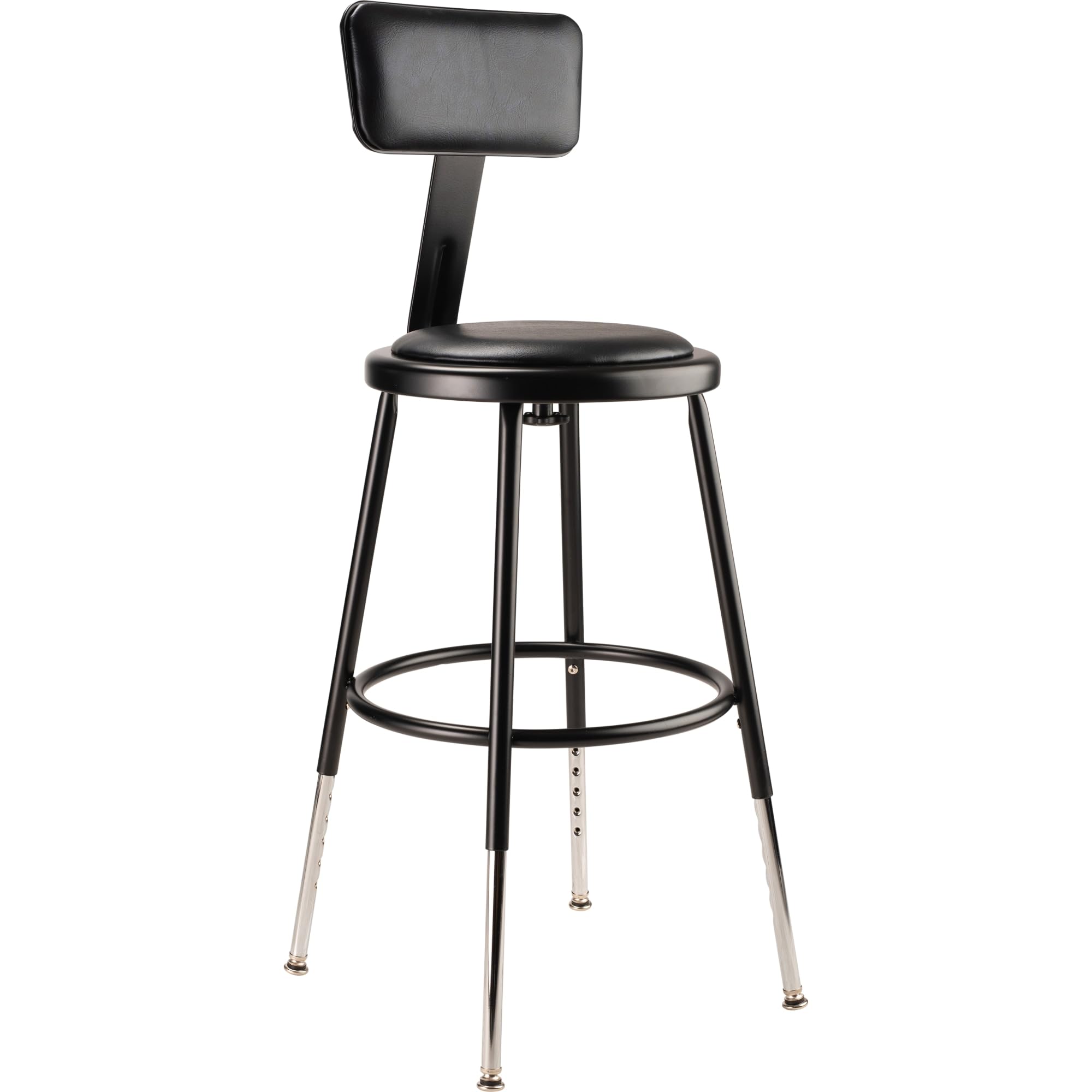 NPS 19"-27" Height Adjustable Heavy Duty Vinyl Padded Steel Stool with Backrest