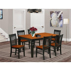 East West Furniture WENO7-BCH-W 7 Piece Dining Set Consist of a Rectangle Dining Table with Butterfly Leaf and 6 Kitchen Chairs, 42x60 Inch, Black & Cherry