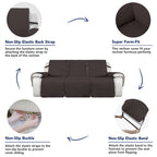 Purefit Water Resistant Reversible Sofa Covers For Reclining Sofa 3 Seat - Non Slip Split Recliner Couch Cover For 3 Cushion Cou