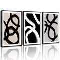 Drsoum Black Abstract Framed Wall Art Decor Duotone Minimal Dark Brush Stroke Prints Shapes Illustrations Modern Art Decorative 