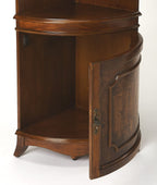 HomeRoots Medium Brown Poplar Solids, MDF, Cherry Veneer Dowling Olive Ash Burl Corner Cabinet