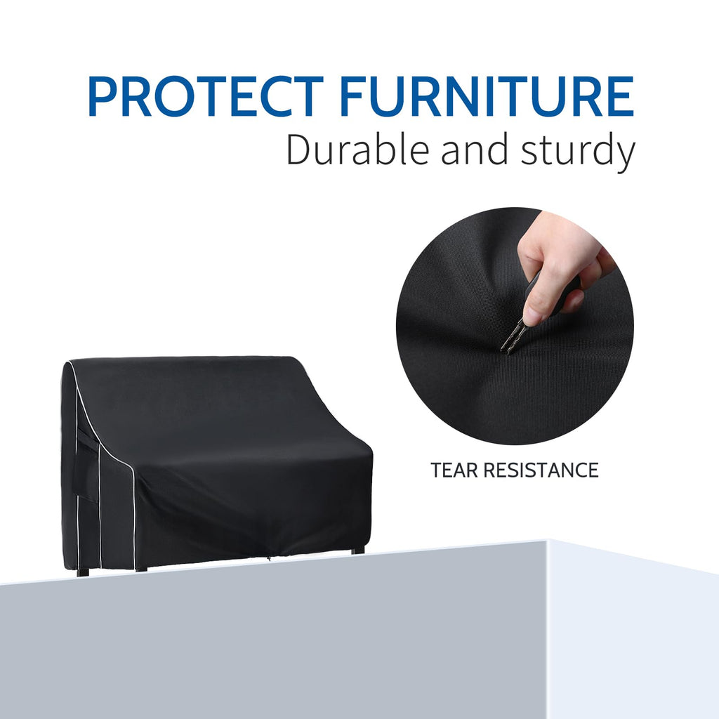 Forspark Patio Furniture Sofa Covers 85W X 37D X 35H 3-Seater Inch Outdoor Waterproof Couch Loveseat Bench Cover, Black